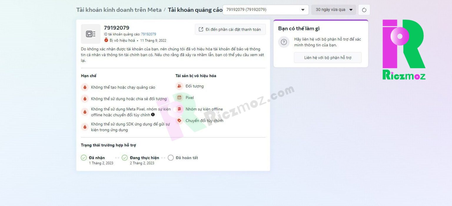 Die 792 là gì? Link 792? Cách kháng 792 cho TKQC vô hiệu hóa | Riczmoz Moni